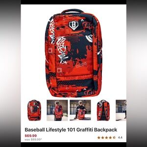 Dynamic Red and Black Graffiti Backpack